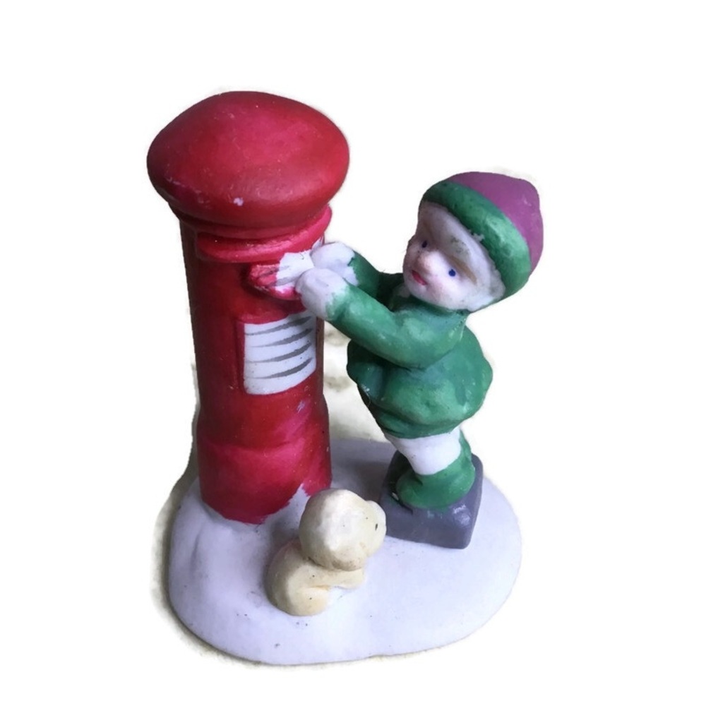 Vintage Porcelain Boy and Dog with Mailbox Figurine for Lemax Christmas …